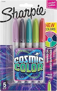 Sharpie Permanent Markers, Fine Point, Cosmic Color, Limited Edition, 5 Count