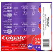 Optic White Purple Toothpaste with Fluoride by Colgate – 3.8 Ounce (Pack of 3), Purple, Pack of 3, Model 61057368