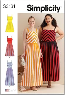 Simplicity S3131 Women's Fitted Dress Sewing Pattern, Sizes 10-18