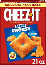 Cheez-It Cheese Crackers, Baked Snack Crackers, Lunch Snacks, Family Size, Extra Cheesy, 21oz Box (1 Box)