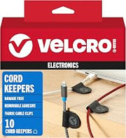 VELCRO Brand Adhesive Cable Clips, Nylon Cord Keepers, 10pk Black