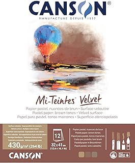 Canson Mi-Teintes Velvet Pastel Paper Pad, Brown Tones, 12.6x16.1 in