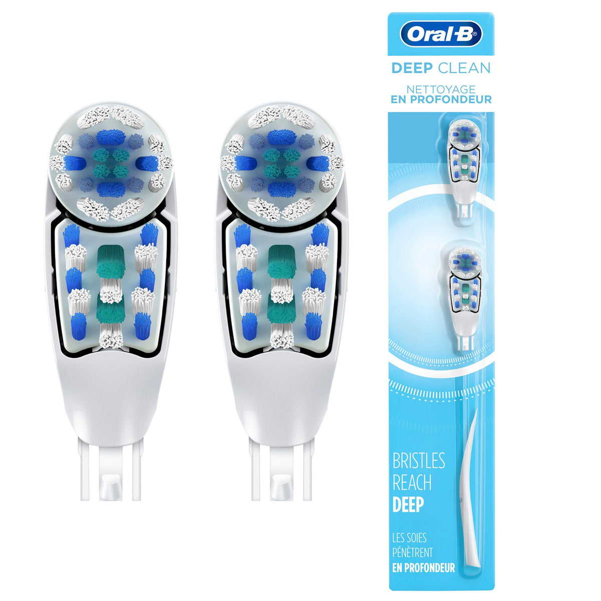 Deep Clean Battery Powered Toothbrush Replacement Brush Heads Refill by Oral-B – 1 Count (Pack of 2), Nylon, White, Pack of 2, Model 3742786