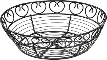 Winco WBKG-8R High Wire Fruit Basket, 8-Inch Round x 2.25-Inch, Black,Medium
