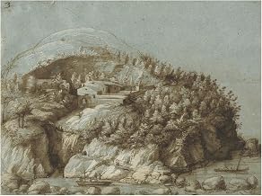 HardPress Hilly Landscape with Ships by Gherardo Cibo - 16th Century Renaissance Drawing 24 x 18 inches