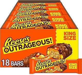 Reese's OUTRAGEOUS! Peanut Butter, Caramel and PIECES King Size, Candy Bars, 2.95 oz (18 Count)