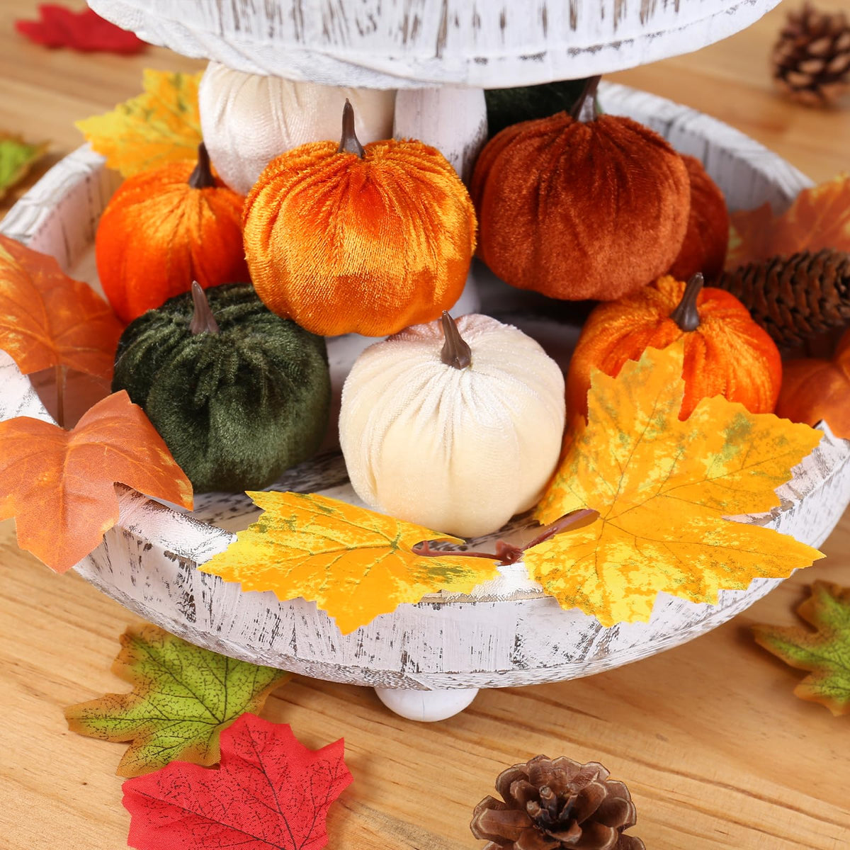 Super Holiday Velvet Pumpkins, 15 Pack, Assorted Autumn Colors