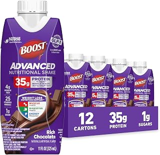 BOOST Advanced Nutritional Protein Shake, Chocolate, 12-11 FL OZ Cartons