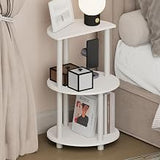 Furinno Turn-N-Tube Night Stand, 3-Tier Round Nightstand, Half Round Table Top Bedside Table, Toolless Side Table, End Table with Open Shelf, for Bedroom, Living Room, White