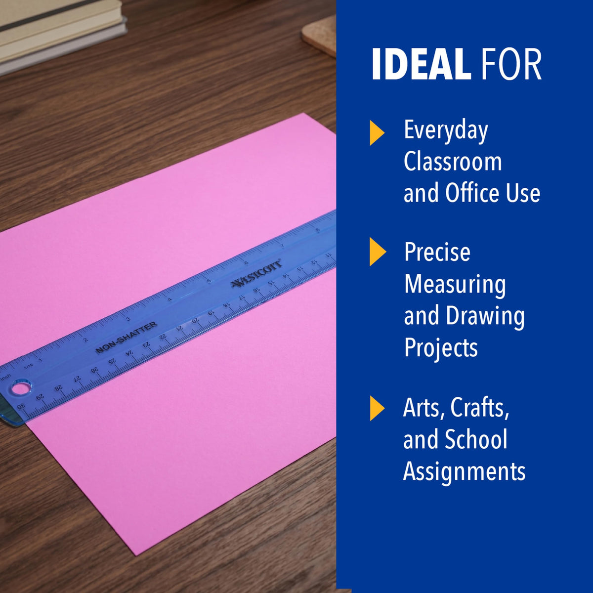 Shatterproof Ruler by Westcott – Single, Plastic, Assorted, Model 14381
