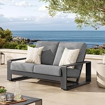 Modway Lirienne Aluminum Outdoor Loveseat in Light Gray Gray - Weather-Resistant Modern 2-Seater Patio Couch with Removable Cushions