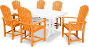 Polywood Palm Coast 7-Piece Dining Set with Trestle Legs in Tangerine/White