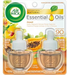 Air Wick Scented Oil Twin Refill Hawaii Exotic Papaya & Hibiscus Flower (2X.67) Oz. (Pack of 12)