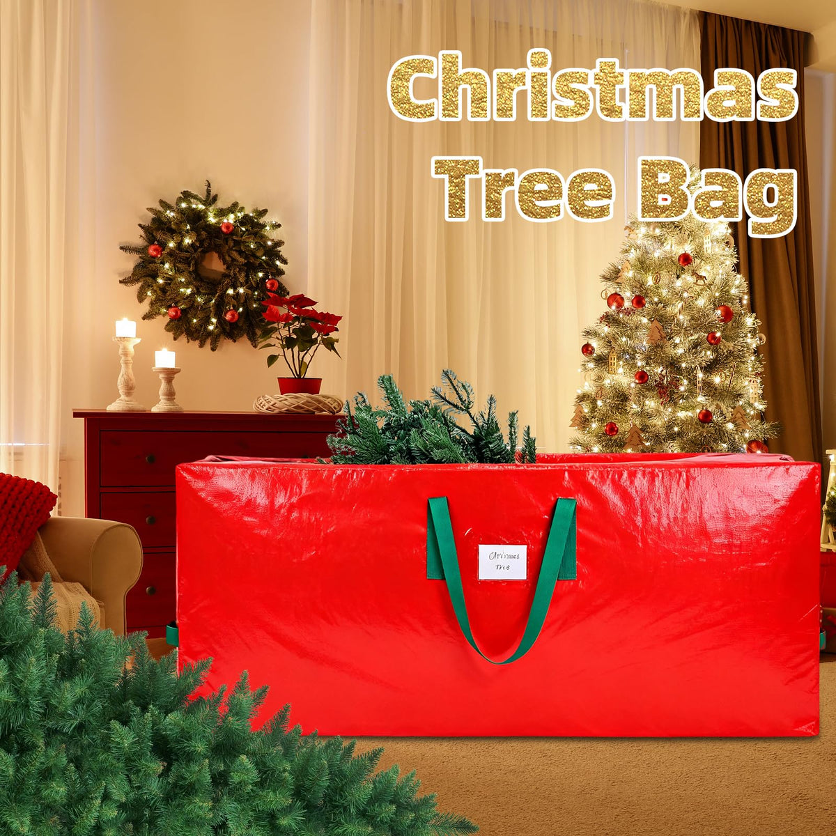 Krysty Christmas Tree Storage Bag, Holds 9 Ft Trees, Red