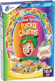Lucky Charms Rainbow Sprinkles Cereal with Marshmallows, Birthday Cake Flavor, Kids Breakfast Cereal Made with Whole Grain, 10.9 oz