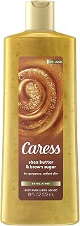 Caress Exfoliating Body Wash for Everyday Use Shea Butter & Brown Sugar 18 oz (Pack of 3)
