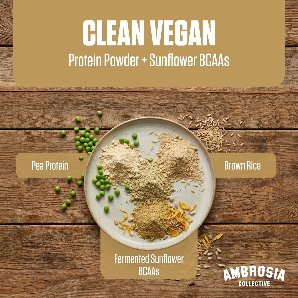 Plant Based Protein Powder 20g | Clean Vegan Pea Protein Powder | Gluten & Dairy Free by Ambrosia – 1.72 Pound (Pack of 1), No Color