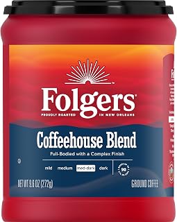 Folgers Coffeehouse Blend Ground Coffee, Medium-Dark Roast, 9.6 Ounces