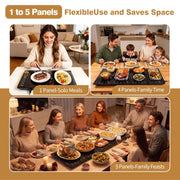 KAZRBEP Modular Warming Tray, 5 Panel Expandable, Black Tempered Glass