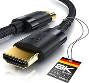 CSL - Premium HDMI 2.1 Cable – 6 ft - High Speed - 8K@120 Hz (with DSC) - 7680 x 4320 - UHD II - HDMI 2.1 2.0a 2.0b - 3D - Highspeed Ethernet - HDR - ARC – Compatible with Blu Ray PS4 PS5 Xbox…