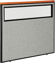 Global Industrial 48-1/4"W x 43-1/2"H Deluxe Office Partition Panel with Partial Window, Gray
