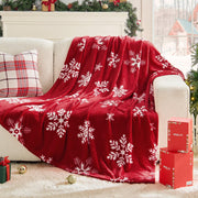 Bedelite Christmas Throw Blanket, Snowflake Pattern, Red, 50x60 Inches