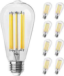 Feit Electric ST19 Vintage Edison LED Light Bulb, 100W Equivalent, Dimmable, 2700K Soft White, 1490 Lumens, E26 Base, Retro Filament Light Bulbs, 15,000-Hour Lifetime, ST19100CL/927CA/2/4, 8 Pack