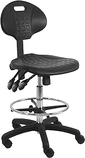BenchPro Deluxe Chrome & Firm Polyurethane Foam Chair with 18” Adjustable Footring, 3 Lever Control, 21"-31" Height Adjustment and 450 lbs Capacity.