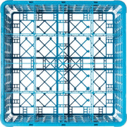 Opticlean Glass Rack 16 Compartments with 3 Extenders for Kitchens and Restaurants by Carlisle FoodService Products – 8.72", Polypropylene, Carlisle Blue, Model RG16-314