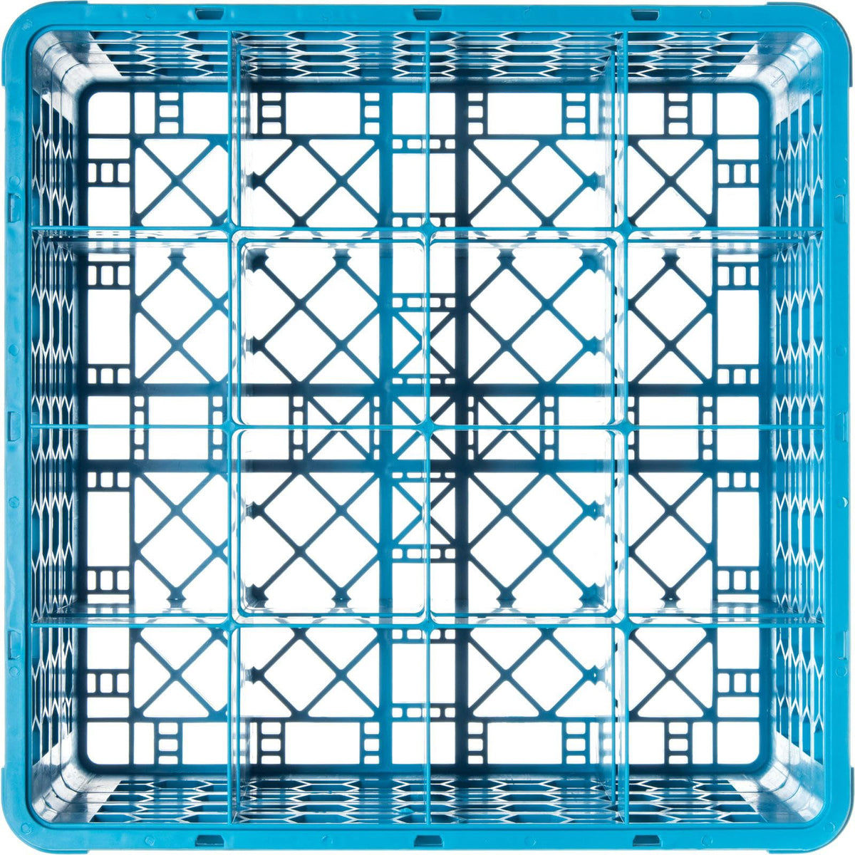 Opticlean Glass Rack 16 Compartments with 3 Extenders for Kitchens and Restaurants by Carlisle FoodService Products – 8.72", Polypropylene, Carlisle Blue, Model RG16-314