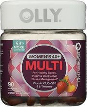 OLLY Women's 40+ Multi Gummies, 20 Key Nutrients Plus Vitamin K2, CoQ10, L-Theanine, Chewable Gummy Supplement, Strawberry Peach Flavored, 45 Day Supply - 90 Count