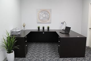 Boss Office Products Holland 71" Executive U-Shape Desk with Dual File Storage Pedestals, Mocha