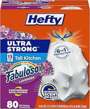 Hefty Ultra Strong 13 Gal Kitchen Trash Bags, Fabuloso Lavender, 80ct