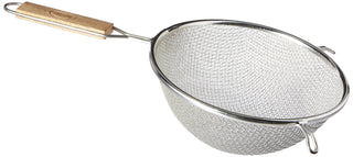 8" Tinned Double Medium Mesh Strainer by Tablecraft – Silver