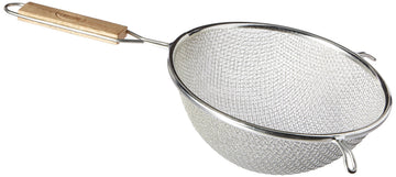 8" Tinned Double Medium Mesh Strainer by Tablecraft – Silver