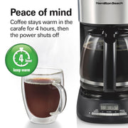 12 Cup Programmable Drip Coffee Maker With 3 Brew Strengths by Hamilton Beach – 12 Cups, 60.0 fluid_ounces, te Glass, Matte Black, Model 46280J