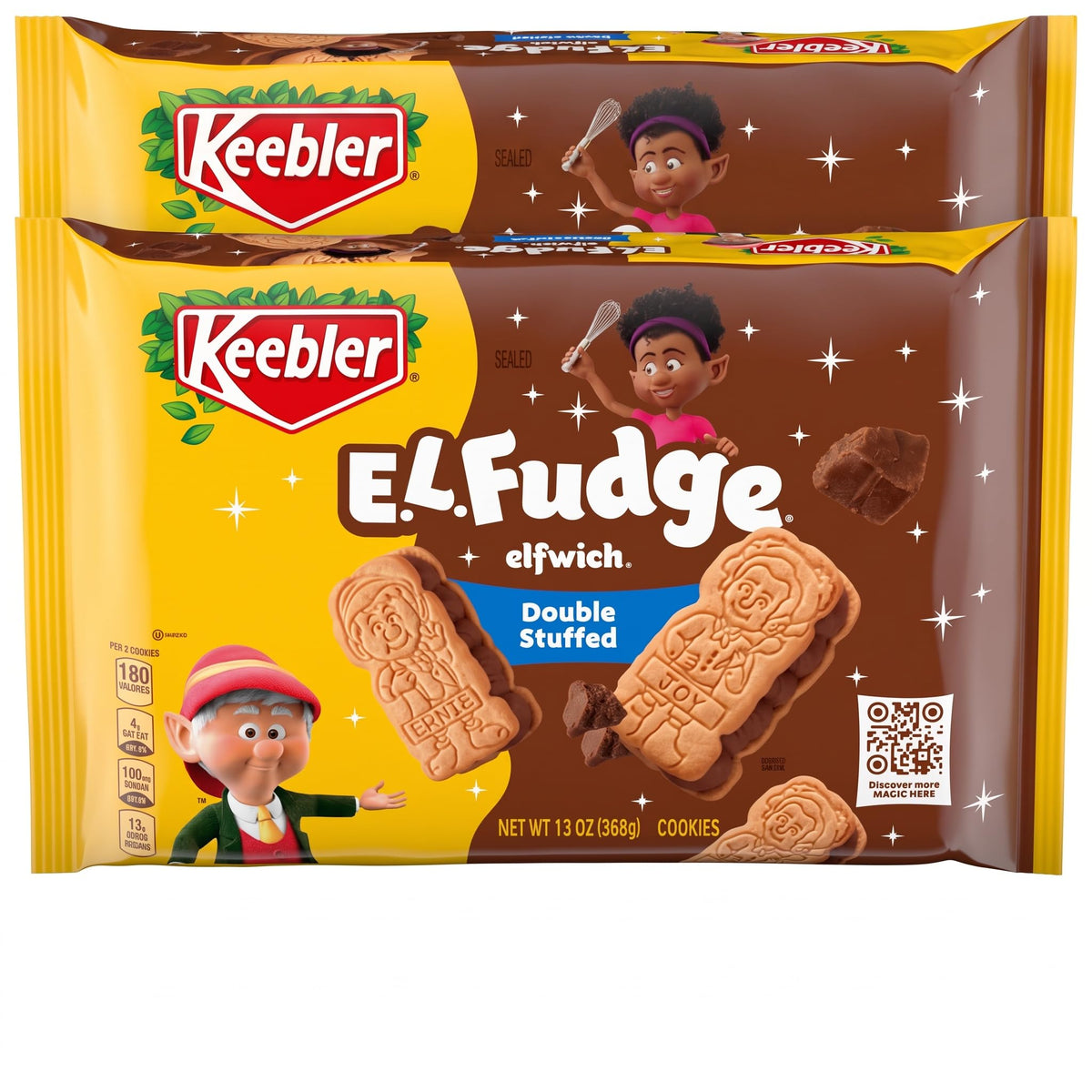 E.L. Fudge Double Stuffed Elfwich Cookies by Keebler – 13 Ounce (Pack of 2), Pack of 2, Model 00027800064698