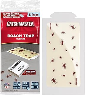 Catchmaster Roach Traps Indoor 6 Pack, Sticky Glue Board Cockroach Traps | Pesticide Free Glue Boards For Roaches, Scorpions, Spiders & Crickets, Sticky Traps For Home, Kitchen & Garage