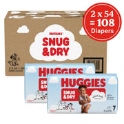 Snug & Dry Diapers Size by HUGGIES – Size 7, Pulp, White, Pack of 108, Model 00036000564150