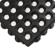 24/Seven Open GR Anti-Fatigue Interlocking Rubber Floor Tile - Black. 3' W x 3' L x 5/8" Thickness. Grease Resistant Rubber. for Water or Dry Debris. Modular (572.58x3x3GRBK)