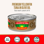 Premium Yellowfin Tuna in Olive Oil by Genova – 5 Ounce (Pack of 24), Pack of 24, Model 13265