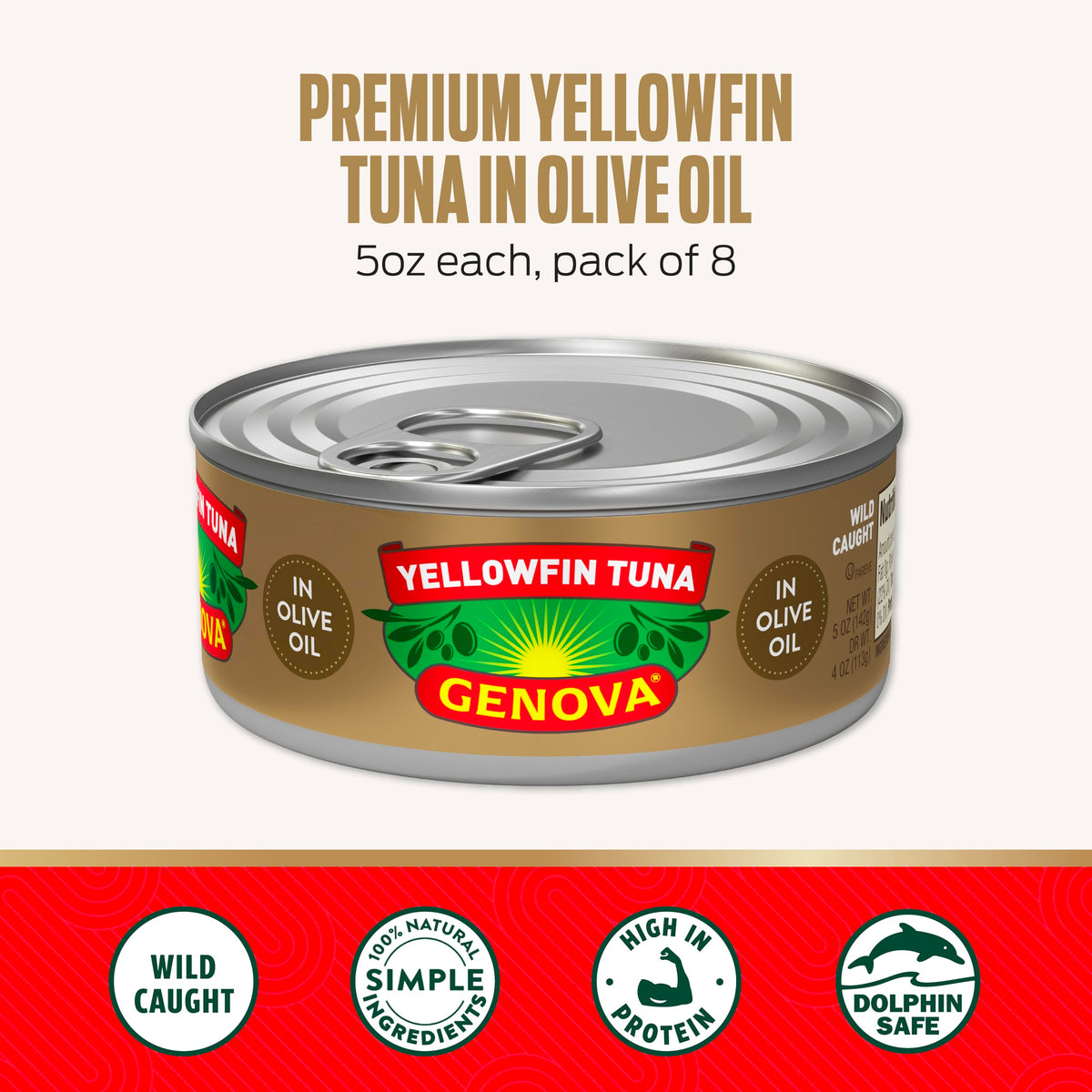 Genova Yellowfin Tuna in Olive Oil / 5 Ounce (Pack of 24) / 24 Tuna Fish