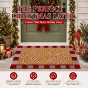Drydiet Layered Doormat Set, Buffalo Plaid Candy Cane Design, Red and White