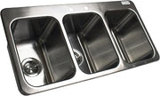 BK Resources NSF Commercial 3 Compartment Drop in Sink, 10"x14"x10" Bowl Size, 18 Gauge T-304 Stainless Steel, Top Mount, Seamless Deep Drawn Construction (DDI3-10141024)
