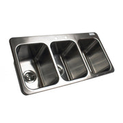BK Resources NSF Commercial 3 Compartment Drop in Sink – 10 x 14 x 10 inches, Stainless Steel, Silver, Model DDI3-10141024
