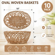 YIMITEE Plastic Oval Basket, 10 Inch by 7.5 Inch by 4 Inch, Natural, Set of 10