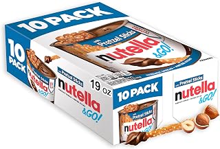 Nutella & GO! Chocolate Hazelnut Spread with Cocoa + Pretzel Sticks, 10 Snack Packs, 1.9 oz Each