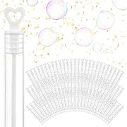 Wedding Bubbles Bulk - White Heart Top Wands (50 Count) Individual Mini Bubble Wand Favors for Weddings by Stock Your Home – 50 Pack, Plastic, White, Pack of 50, Model 4470