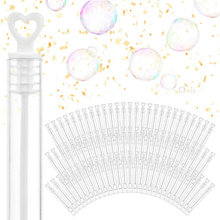 Wedding Bubbles Bulk - White Heart Top Wands (50 Count) Individual Mini Bubble Wand Favors for Weddings by Stock Your Home – 50 Pack, Plastic, White, Pack of 50, Model 4470
