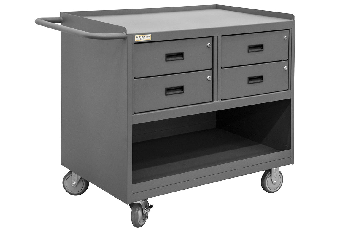 Mobile Bench Cabinet by Durham – 24.25"W x 36.375"H x 26"D, Alloy Steel, Grey, Model 3120-95